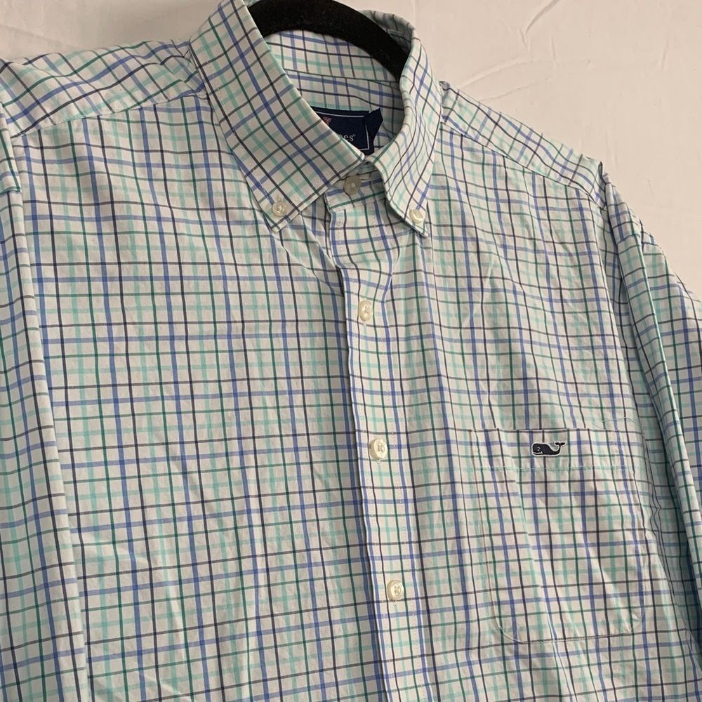 VINEYARD VINES XL MEN CASUAL TUCKER CLASSIC LONG SLEEVE BUTTON DOWN | GREEN BLUE